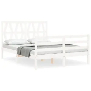 Berkfield Bed Frame with Headboard White 140x200 cm Solid Wood