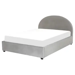 Velvet EU King Size Ottoman Bed Grey VAUCLUSE