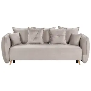 Sofa Bed VALLANES Taupe Velvet