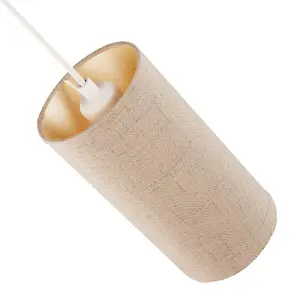 Modern and Stylish Stitched Effect Taupe Linen Fabric Cylindrical 25cm Lampshade