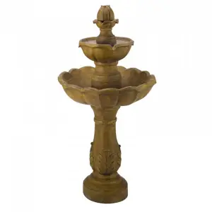 Kingsbury Solar Powered Water Fountain - Stone-Effect 3 Tier Cascading Outdoor Garden Water Feature - Measures H98 x 48cm Diameter