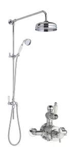 Kingsey Traditional Twin Exposed Valve & Rigid Riser Shower Set - Chrome/White - Balterley