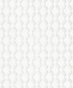 Galerie Serene Collection Metallic White Geometric Zig-Zag Wallpaper Roll