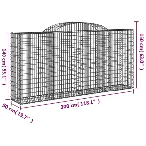 Berkfield Arched Gabion Baskets 13 pcs 300x50x140/160 cm Galvanised Iron