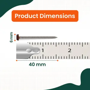 50pk UPVC Panel Pins 40mm Poly Top Pins Nails Plastic Headed Fascia Fixings Roofing Nails Brown