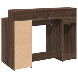 Berkfield Desk with LED Lights Brown Oak 120x55x91 cm Engineered Wood