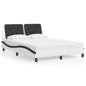 Berkfield Bed Frame without Mattress White and Black 140x200 cm Faux Leather