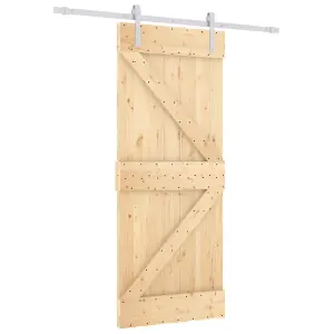 Berkfield Sliding Door with Hardware Set 80x210 cm Solid Wood Pine