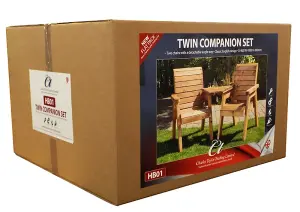 Twin Companion (Angled) Set Boxed (Flatpacked), Wooden Garden Love Seat - W180 x D90 x H98