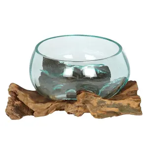 Something Different Wood Molten Gl Decorative Bowl Clear (One Size)