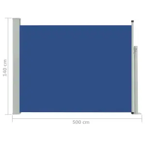 Berkfield Patio Retractable Side Awning 140x500 cm Blue