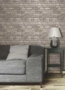 Fine Decor Silver Grey Brick Effect Wallpaper