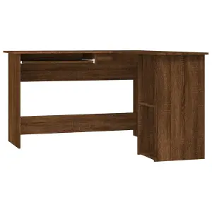 Berkfield Corner Desk Brown Oak 120x140x75 cm Engineered Wood