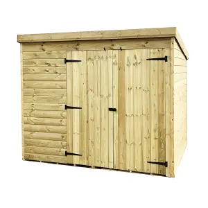 8 x 6 Pressure Treated T&G Pent Wooden Bike Store / Wooden Garden Shed + Double Doors (8' x 6' / 8ft x 6ft) (8x6)