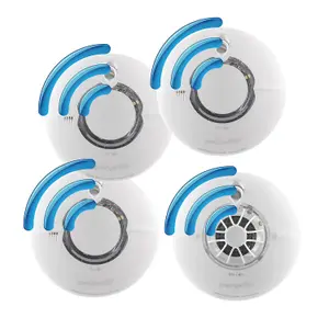 FireAngel Pro Connected 3 Smoke 1 Heat Kit - 10 Year Sealed Battery Wireless Interlinking Alarms