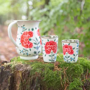 BillyCan Hand-Painted Picnic Water Jug - 1.7L - Peony