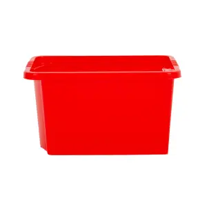 Wham 4x Stack & Store 30L Mixed Colour Plastic Storage Boxes. Home, Office, Classroom, Playroom, Toys, Books. L45.5 x W35 x H25cm