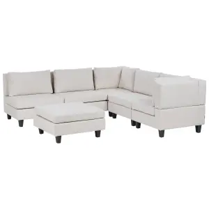 Modular Sofa Corner Sofa with Ottoman UNSTAD Light Beige Fabric Left Hand