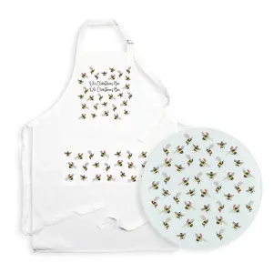 Purely Home Chrismas Bees - Apron & Worktop Protector Set