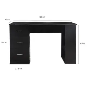 Isabella 3 Drawer Computer Desk Black