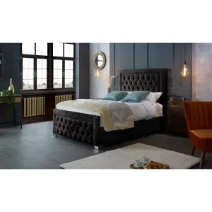 Gelson Plush Velvet Black Bed Frame