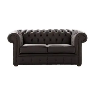 Chesterfield 2 Seater Shelly Havannah Leather Sofa Settee Bespoke In Classic Style