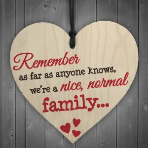 Red Ocean Nice Normal Family Novelty Wooden Hanging Heart Plaque