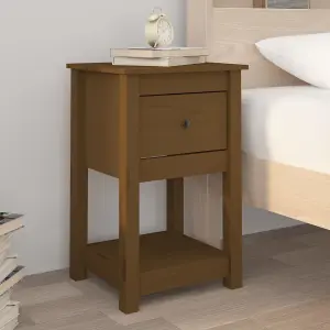 Berkfield Bedside Cabinet Honey Brown 40x35x61.5 cm Solid Wood Pine