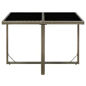 Berkfield Garden Table Grey 109x107x74 cm Poly Rattan and Glass