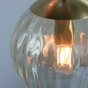 Anson Lighting Iowa 5lt Pendant light finished in Satin brass plate and champagne lustre glass