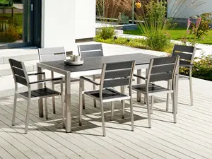 Garden Table Synthetic Material Black-Silver VERNIO