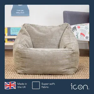 icon Kids Morgan Corduroy Armchair Bean Bag Natural Beige Childrens Bean Bags