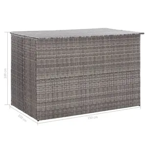 vidaXL Garden Storage Box Grey 150x100x100 cm Poly Rattan