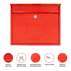 Elegance Locking Wall Mounted Letter Box Red