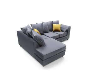 Chicago Velvet Left Facing Corner Sofa in Dark Grey