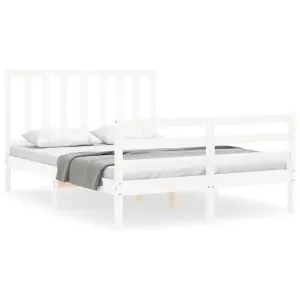 Berkfield Bed Frame with Headboard White 120x200 cm Solid Wood