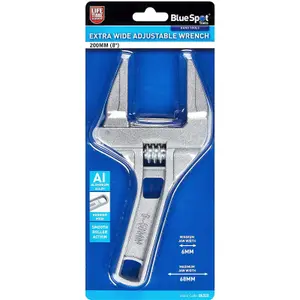 BlueSpot Extra Wide Opening Jaw Adjustable Spanner Wrench 8" 200mm 6mm - 68mm