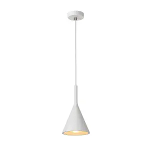 Lucide Gipsy Modern Dome Plaster Pendant Light 16.5cm- 1xE27 - White