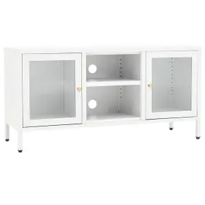 Berkfield TV Cabinet White 105x35x52 cm Steel and Glass