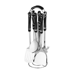 Shela 7 Piece Kitchen Utensil Set (Set of 7) Black/Silver