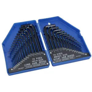 Metric and Imperial SAE AF Allen Hex Keys 0.7mm-10mm 30pc