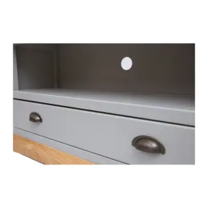 Bomporto Light Grey 1 Drawer TV Cabinet Brass Cup Handle