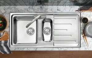 Clearwater Monza 1.5 Bowl and Drainer Stainless Steel Kitchen Sink 1000x500 - MN150