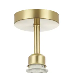 Satin Brass Gold Plated Ceiling Light Fitting for Industrial Style Light Bulbs