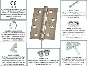 EAI - 4" Door Hinges & Screws G11 FD30/60 - 102x76x2.7mm Square - Florentine Bronze Pack of 3 Pairs