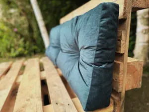 Garden Outdoor Pallet Cushion Set EURO Sofa Teal Green Velvet Tufted Seat Back