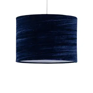 First Choice Lighting Modern Navy Blue Crushed Velvet 33cm Easy Fit Ceiling Light Shade Pendants