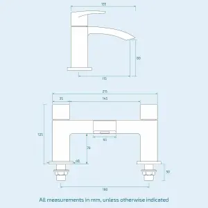 Black Matt Waterfall Basin & Bath Filler Tap Lever Square Deck Mounted Modern Inc. Bath Waste