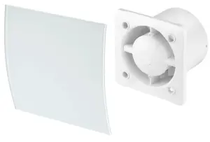 Awenta 100mm Standard Extractor Fan White Glass Front Panel ESCUDO Wall Ceiling Ventilation