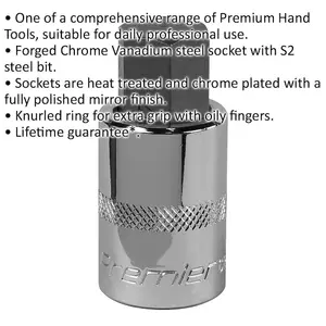 17mm Forged Chrome Vanadium Hex Socket Bit with 1/2 Inch Drive for Wrench Applications